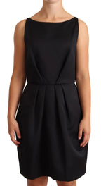 Cédric Charlier Black Sleeveless Pleated Aline Knee Length Dress
