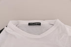 Dolce & Gabbana White Cotton Black Silk Scarf Top T-shirt