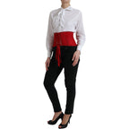 Dolce & Gabbana Red Silk Belt Waist Lace Up Strap Corset