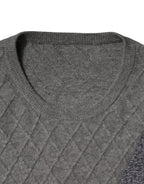 Ballantyne Gray Cashmere Argyle Intarsia Knit Crew Neck Men Sweater