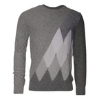 Ballantyne Gray Cashmere Argyle Intarsia Knit Crew Neck Men Sweater