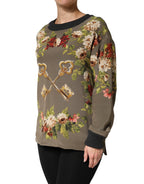 Dolce & Gabbana Enchanted Sicily Silk Crewneck Blouse Sweater
