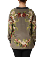 Dolce & Gabbana Enchanted Sicily Silk Crewneck Blouse Sweater