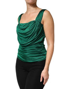 Dolce & Gabbana Green Viscose Drape Jersey Organzine Tank Top