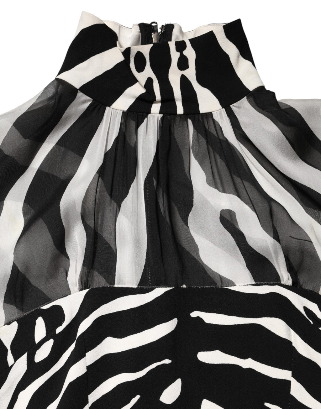 Dolce & Gabbana Zebra Print Chiffon Paneled Crop Blouse Top