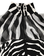Dolce & Gabbana Zebra Print Chiffon Paneled Crop Blouse Top