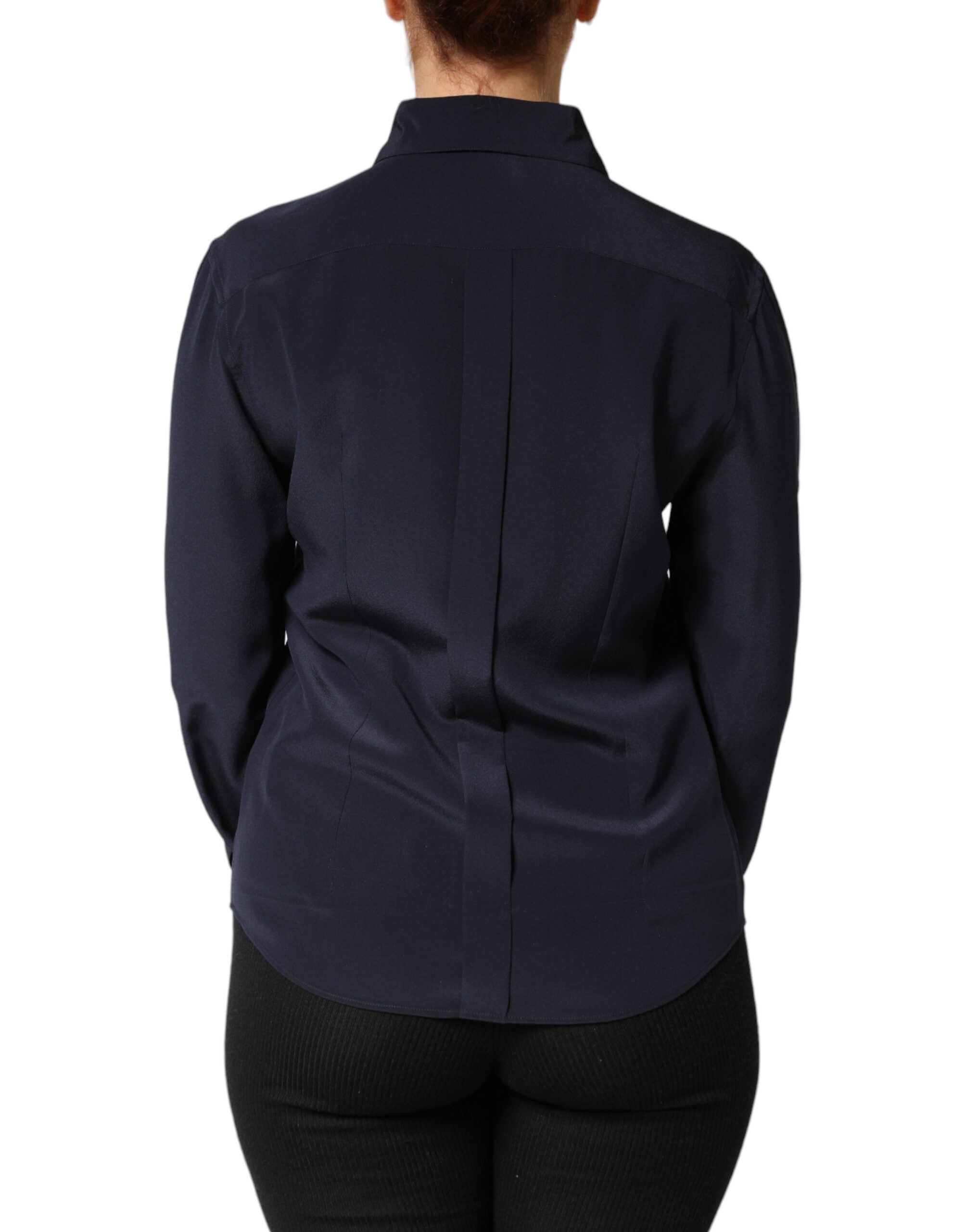 Dolce & Gabbana Blue Collared Long Sleeves Dress Shirt Top