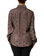 Dolce & Gabbana Brown Collared Long Sleeves Logo Shirt Top