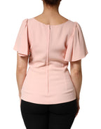 Dolce & Gabbana Pink Short Sleeves Round Neck Blouse Top