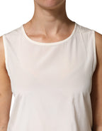Peserico Off White Silk Stretch Roundneck Sleeveless Tank Top