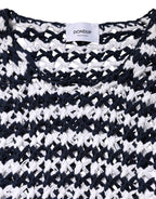 Dondup White Black Knitted Round Neck Sleeveless Tank Top