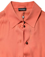 Emporio Armani Orange Collared Button Down Long Sleeves  Top