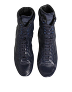 Dolce & Gabbana Dark Blue Deer Leather Mid Calf Boots Shoes