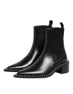 Dolce & Gabbana Black Studded Chelsea Short Ankle Boots Shoes