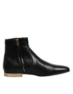 Dolce & Gabbana Black Leather Chelsea Short Ankle Boots  Shoes