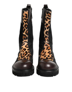 Dolce & Gabbana Multicolor Leopard Mid Calf Boots Shoes