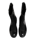 Dolce & Gabbana Black Patchwork Leather Mid Calf Boot  Shoes