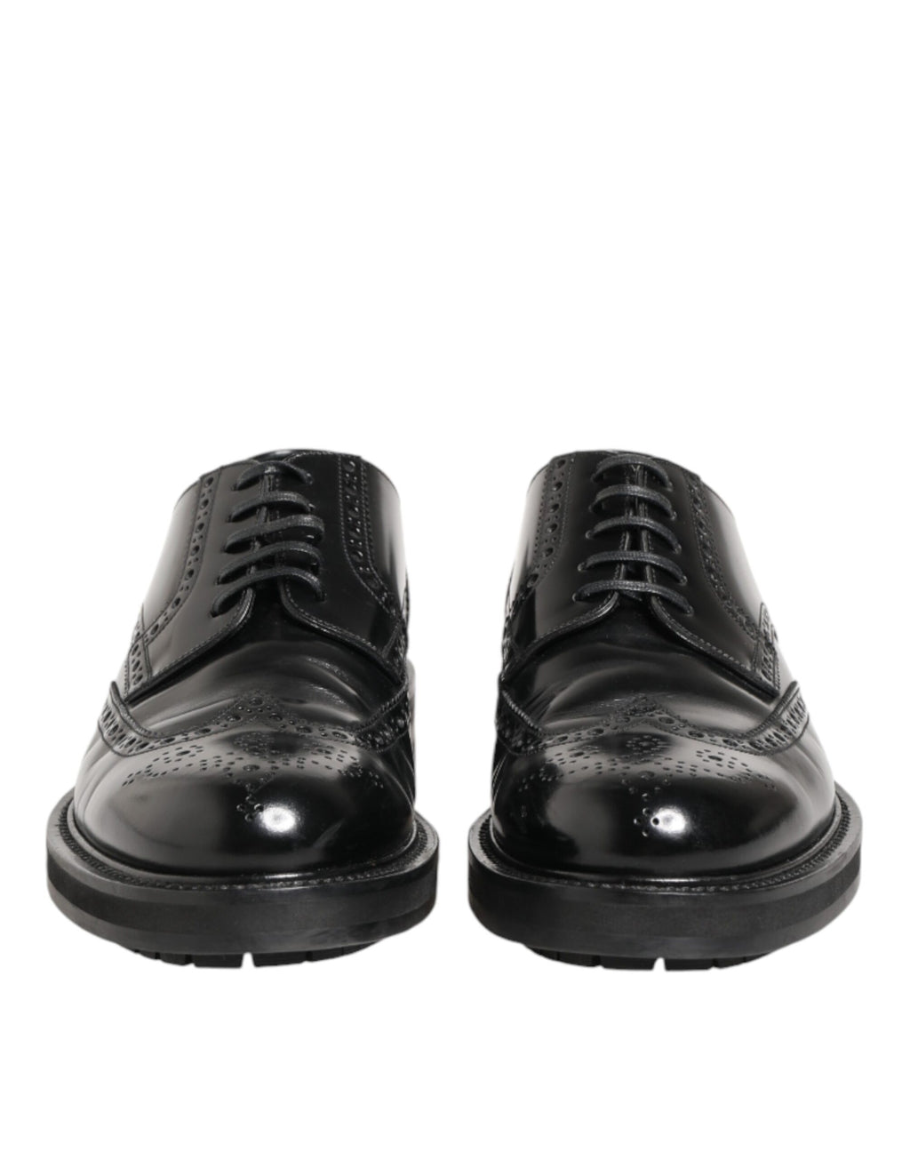 Dolce & Gabbana Black Calfskin Leather Derby Men Dress Shoes