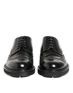 Dolce & Gabbana Black Calfskin Leather Derby Men Dress Shoes