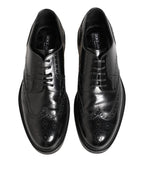 Dolce & Gabbana Black Calfskin Leather Derby Men Dress Shoes