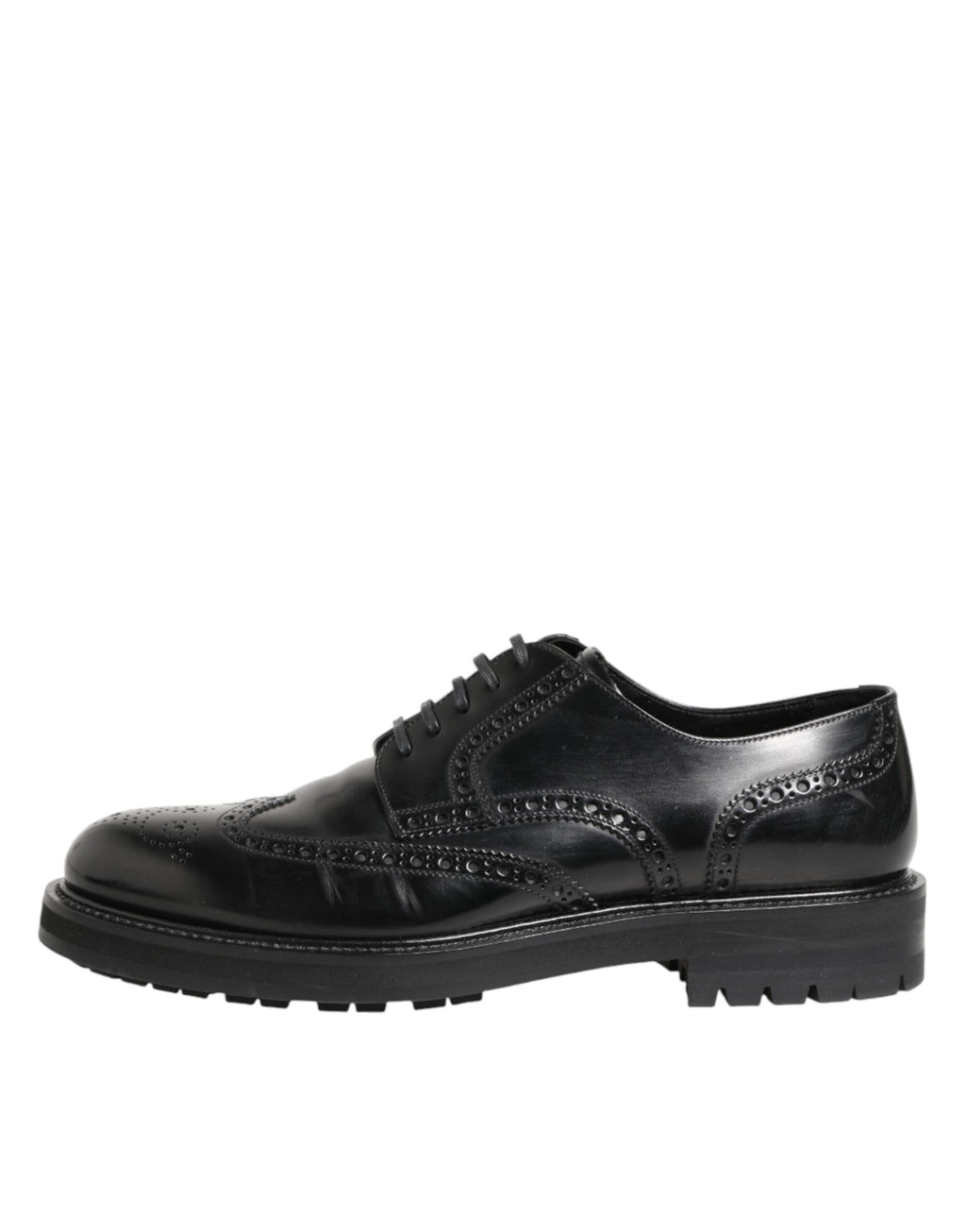 Dolce & Gabbana Black Calfskin Leather Derby Men Dress Shoes