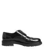 Dolce & Gabbana Black Calfskin Leather Derby Men Dress Shoes