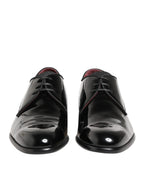 Dolce & Gabbana Black Calfskin Leather Derby Men Dress Shoes