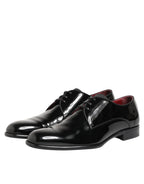 Dolce & Gabbana Black Calfskin Leather Derby Men Dress Shoes