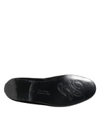 Dolce & Gabbana Black Velvet Gold Crown Mens Loafers Shoes