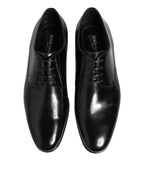 Dolce & Gabbana Black Calfskin Leather Derby Men Dress Shoes