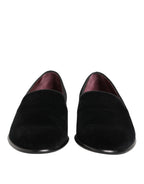 Dolce & Gabbana Black Leather Suede Slip On Loafer Dress Shoes
