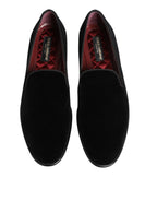 Dolce & Gabbana Black Leather Suede Slip On Loafer Dress Shoes