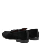 Dolce & Gabbana Black Leather Suede Slip On Loafer Dress Shoes