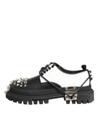 Dolce & Gabbana Black White Studded Men Formal Derby Shoes