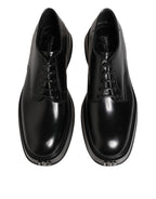 Dolce & Gabbana Black Calfskin Leather Men Derby Dress Shoes