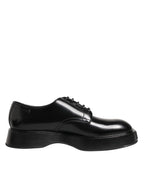 Dolce & Gabbana Black Calfskin Leather Men Derby Dress Shoes