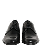 Dolce & Gabbana Black Calfskin Leather Derby Dress Shoes