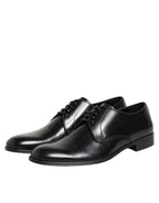 Dolce & Gabbana Black Calfskin Leather Derby Dress Shoes