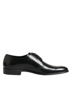 Dolce & Gabbana Black Calfskin Leather Derby Dress Shoes