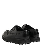 Dolce & Gabbana Black Leather Studded Men Formal Derby  Shoes