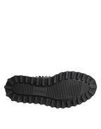 Dolce & Gabbana Black Leather Studded Men Formal Derby  Shoes