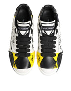 Dolce & Gabbana Multicolor Leather Graffiti Low Top Sneakers Shoes