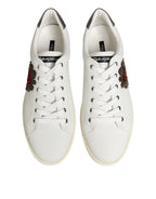 Dolce & Gabbana White Leather Heart Embellished Sneakers Shoes
