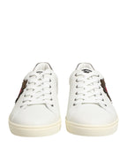 Dolce & Gabbana White Leather Heart Embellished Sneakers Shoes
