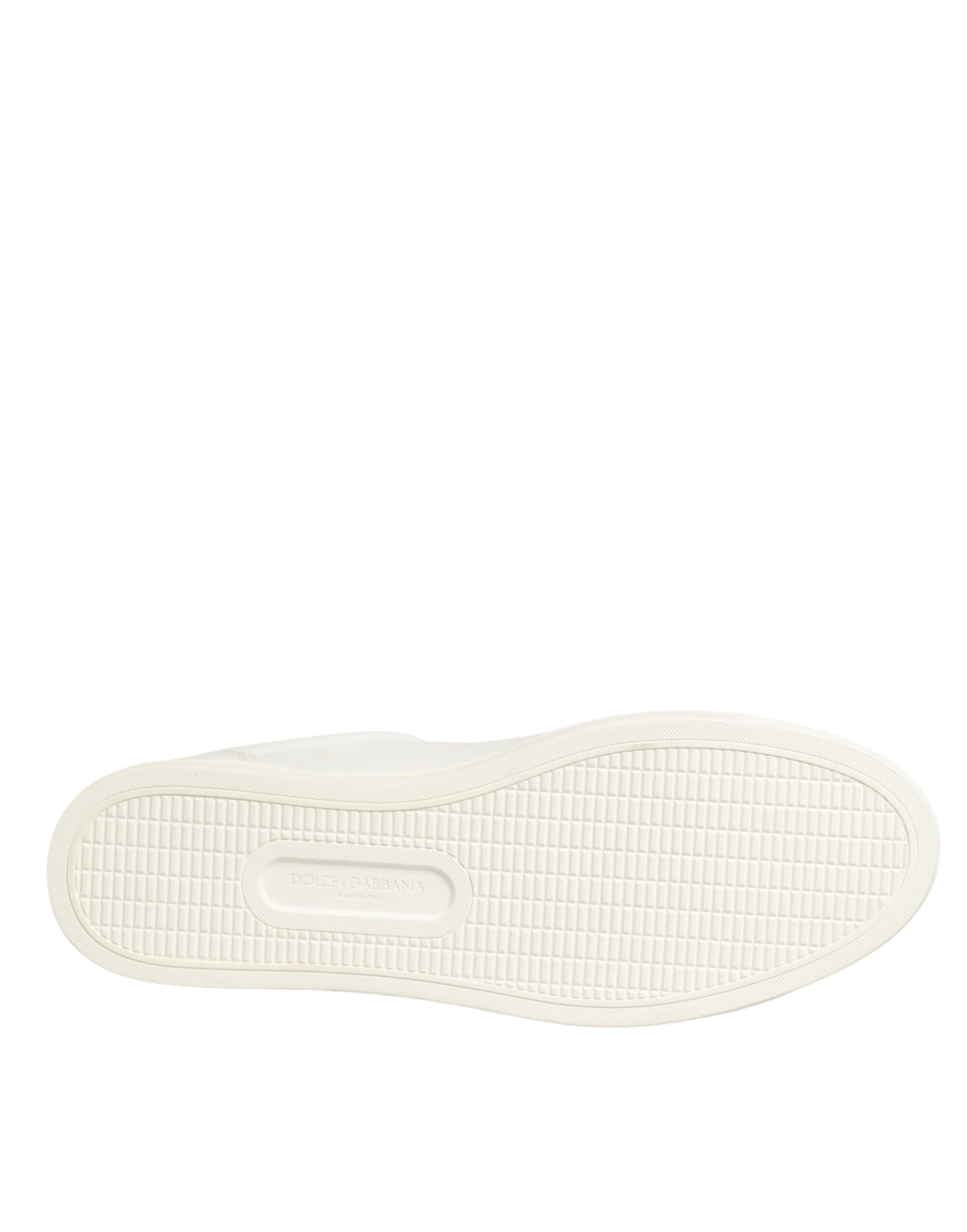 Dolce & Gabbana White Leather Heart Embellished Sneakers Shoes