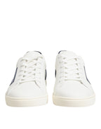 Dolce & Gabbana White Blue Leather Logo Patch Sneakers Shoes