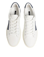 Dolce & Gabbana White Blue Leather Logo Patch Sneakers Shoes