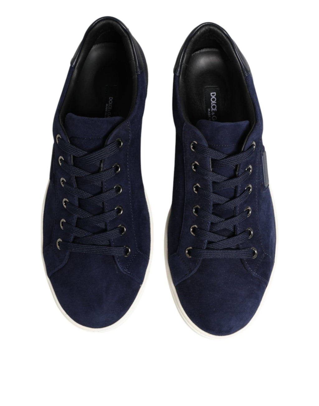 Dolce & Gabbana Blue Leather Suede Low Top Sneakers Shoes