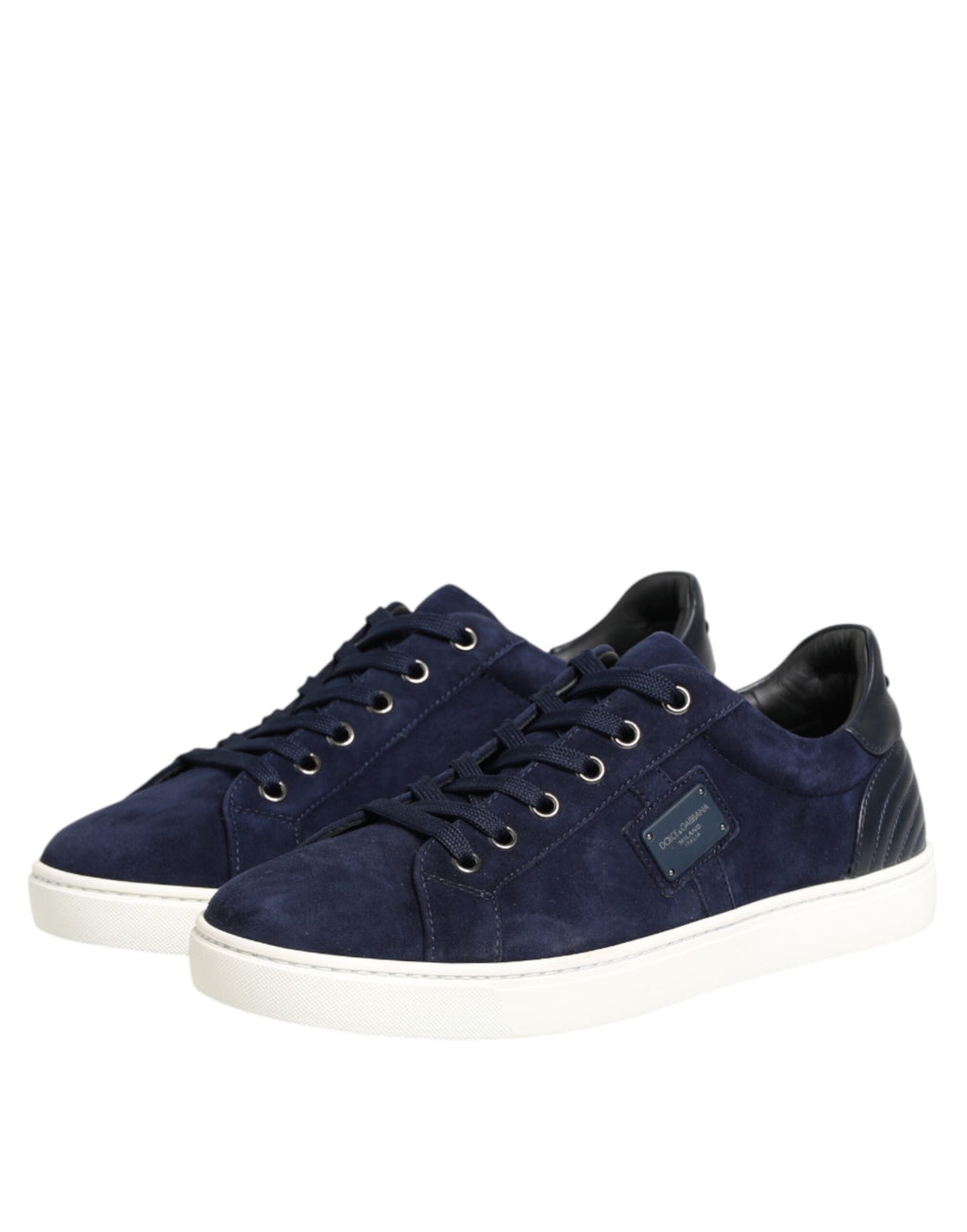 Dolce & Gabbana Blue Leather Suede Low Top Sneakers Shoes