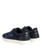 Dolce & Gabbana Blue Leather Suede Low Top Sneakers Shoes